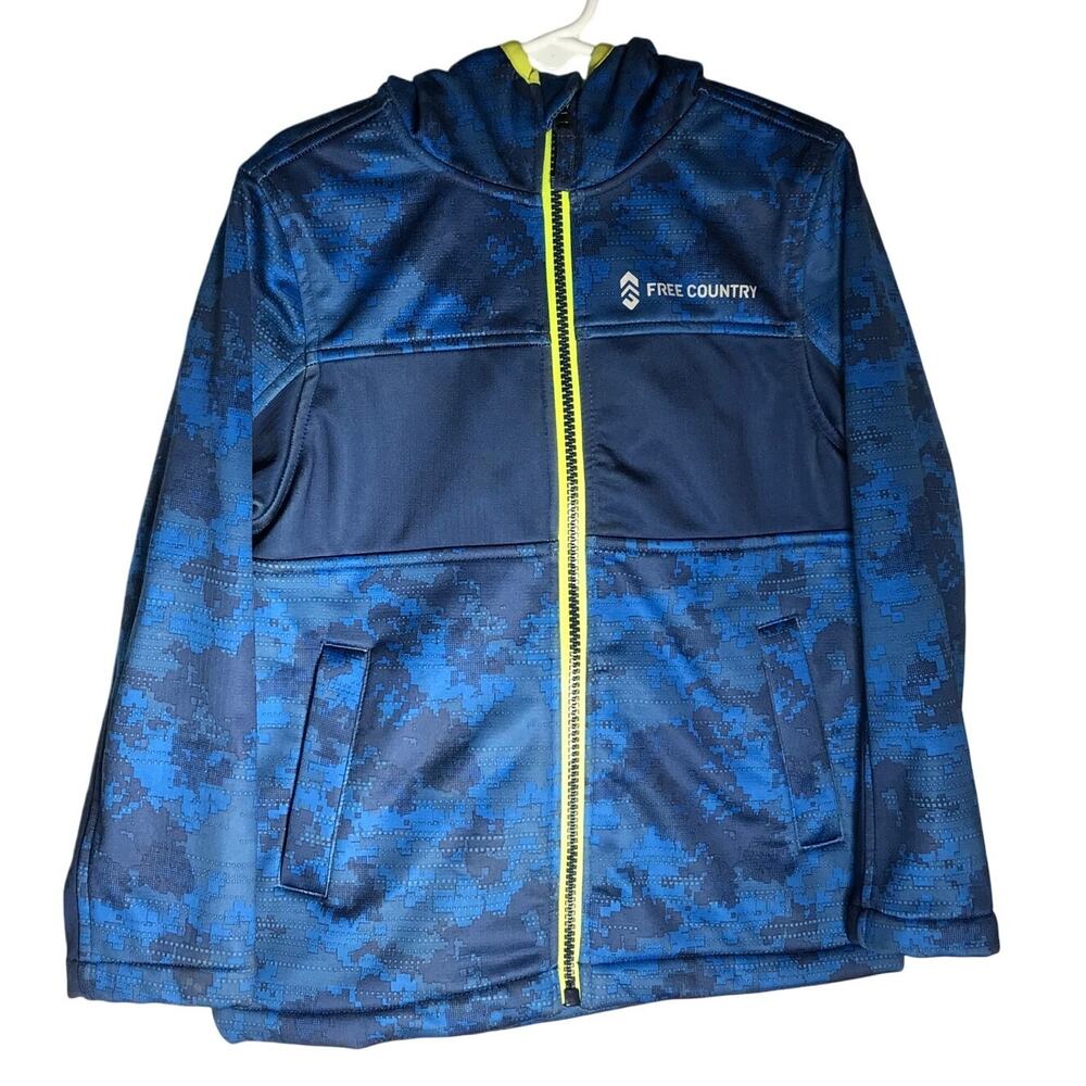 Free Country Coat Jacket 5 or 6 Boys Blue Front Side Pockets Zipper Front Hood